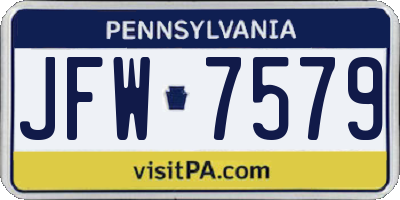 PA license plate JFW7579