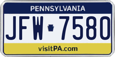 PA license plate JFW7580