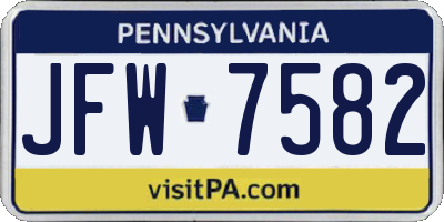 PA license plate JFW7582
