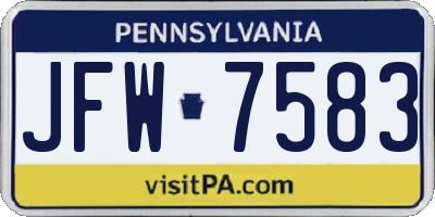 PA license plate JFW7583