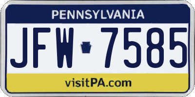 PA license plate JFW7585