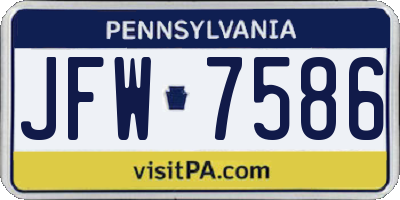 PA license plate JFW7586