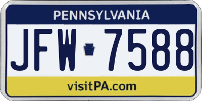 PA license plate JFW7588