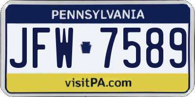 PA license plate JFW7589