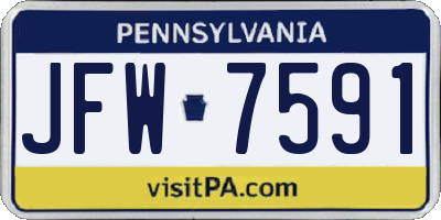 PA license plate JFW7591
