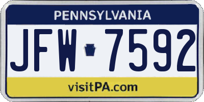 PA license plate JFW7592