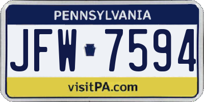PA license plate JFW7594