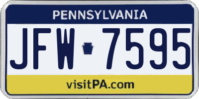 PA license plate JFW7595