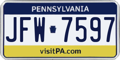 PA license plate JFW7597