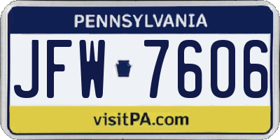 PA license plate JFW7606