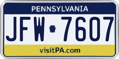 PA license plate JFW7607