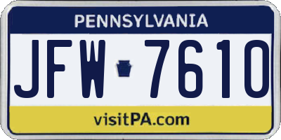 PA license plate JFW7610