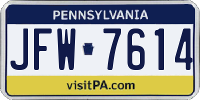 PA license plate JFW7614