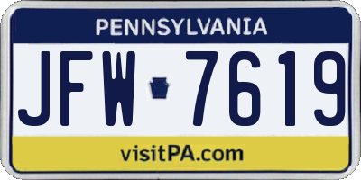 PA license plate JFW7619