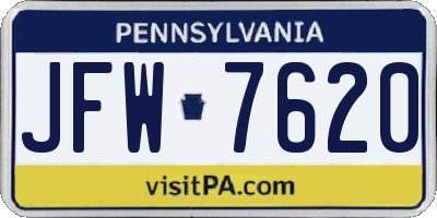 PA license plate JFW7620