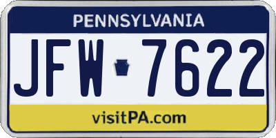 PA license plate JFW7622