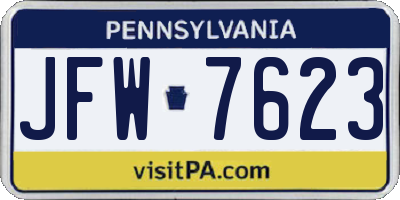 PA license plate JFW7623