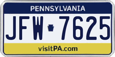 PA license plate JFW7625