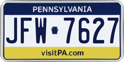 PA license plate JFW7627