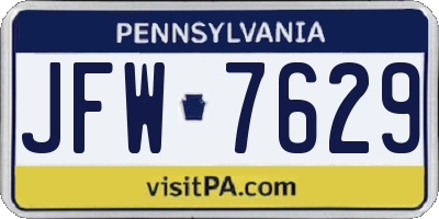PA license plate JFW7629