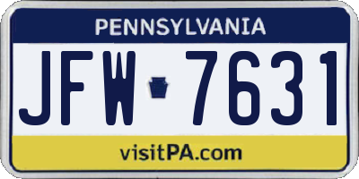 PA license plate JFW7631