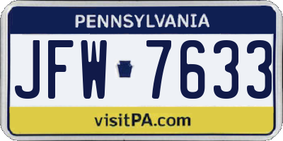 PA license plate JFW7633