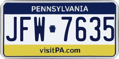 PA license plate JFW7635