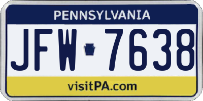 PA license plate JFW7638