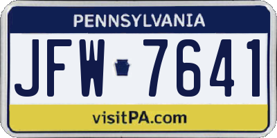 PA license plate JFW7641