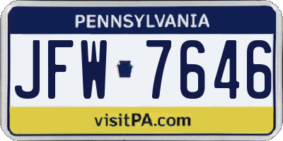 PA license plate JFW7646