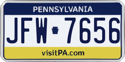 PA license plate JFW7656