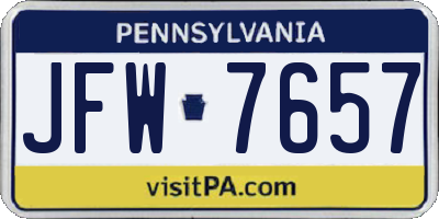 PA license plate JFW7657