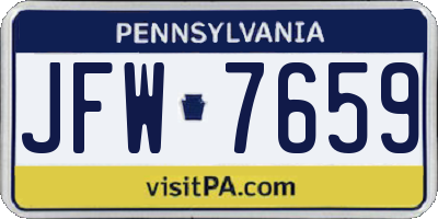 PA license plate JFW7659