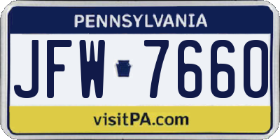 PA license plate JFW7660