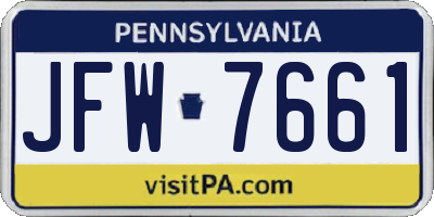PA license plate JFW7661
