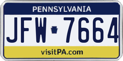 PA license plate JFW7664