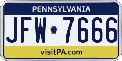 PA license plate JFW7666