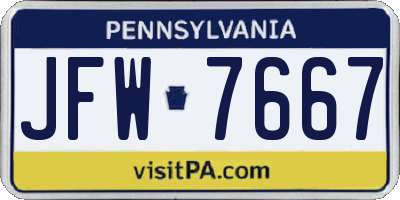 PA license plate JFW7667
