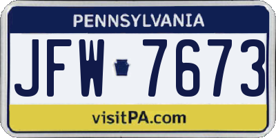PA license plate JFW7673