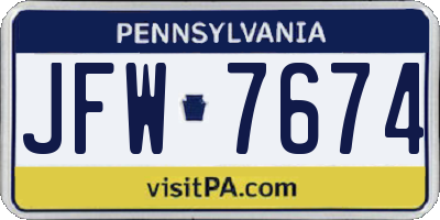 PA license plate JFW7674