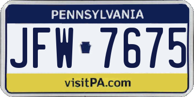 PA license plate JFW7675
