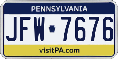 PA license plate JFW7676