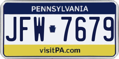 PA license plate JFW7679