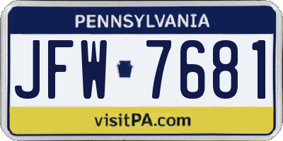 PA license plate JFW7681