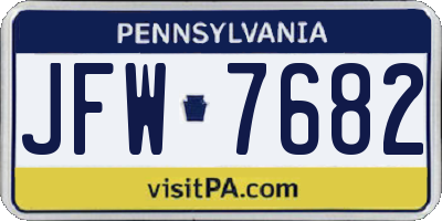 PA license plate JFW7682