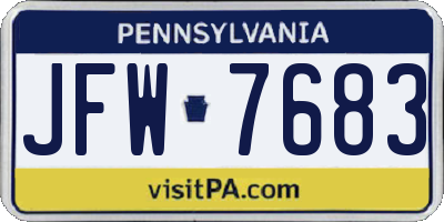 PA license plate JFW7683