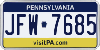 PA license plate JFW7685