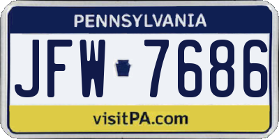 PA license plate JFW7686