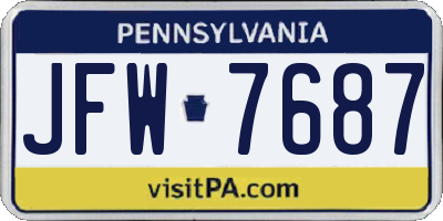 PA license plate JFW7687