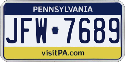 PA license plate JFW7689